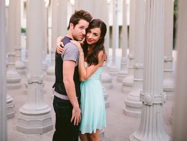 Colleen Ballinger og Joshua David Evans under deres forlovelse i Los Angeles i januar 2015