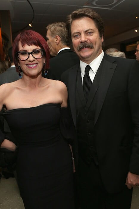 Megan Mullally og ægtemanden Nick Offerman ved HBO's Post 2014 Golden Globe Awards Party i Los Angeles, Californien