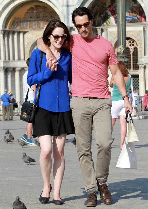 Michelle Dockery ja John Dineen vierailulla Venetsiassa elokuussa 2013