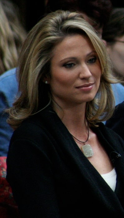 Amy Robach som set på et billede, mens hun var vært for 'Today Show' på Rockefeller Plaza i New York City, New York, USA i oktober 2008