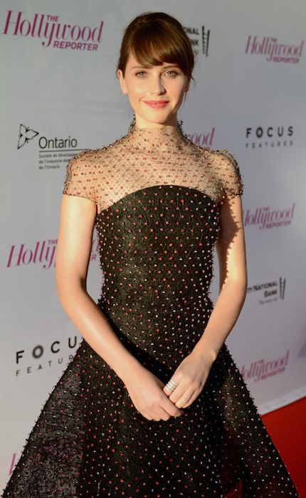 Felicity Jones na oslave ocenenia Breakthrough in Film Award oslavuje na TIFF 2014.