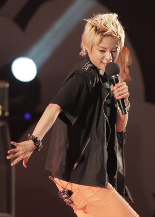 Amber Liu på billedet mens hun optrådte på Music Show i Seoul Plaza den 4. juli 2011