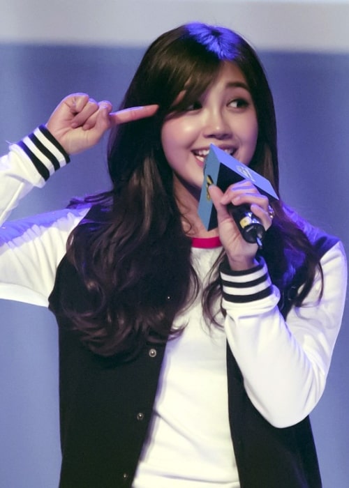 Ο Jung Eun-ji όπως φαίνεται σε μια φωτογραφία που τραβήχτηκε κατά τη διάρκεια του Go Ham! Talk Concert τον Φεβρουάριο του 2014