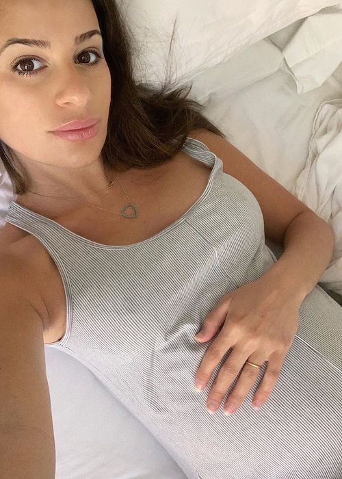 Lea Michele i en graviditets -selfie i maj 2020