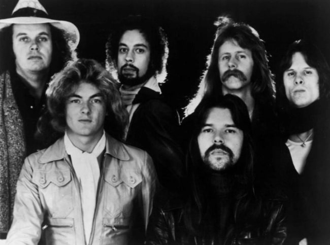 Bob Seger (nederst til højre) og Silver Bullet Band i 1977