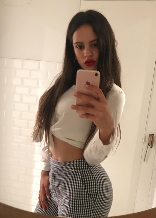 Rosalía i et spejl selfie i juni 2018