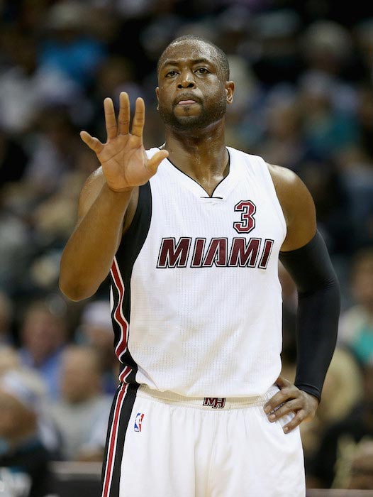 Dwyane Wade under en kamp i 2016 NBA Playoff Eastern Conference kvartfinalerne mellem Miami Heat og Charlotte Hornets