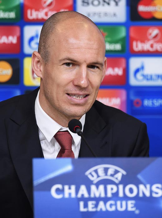 Arjen Robben under en pressekonferanse 22. februar 2016 i Torino, Italia