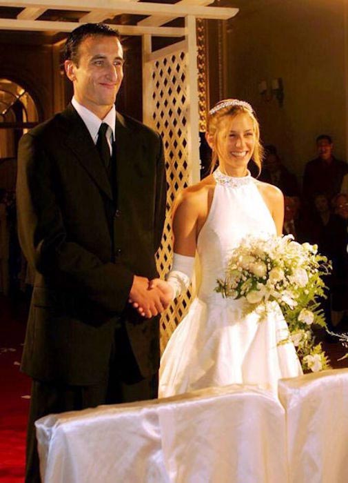 Manu Ginobili og Marianela Orono på deres bryllupsdag i 2004