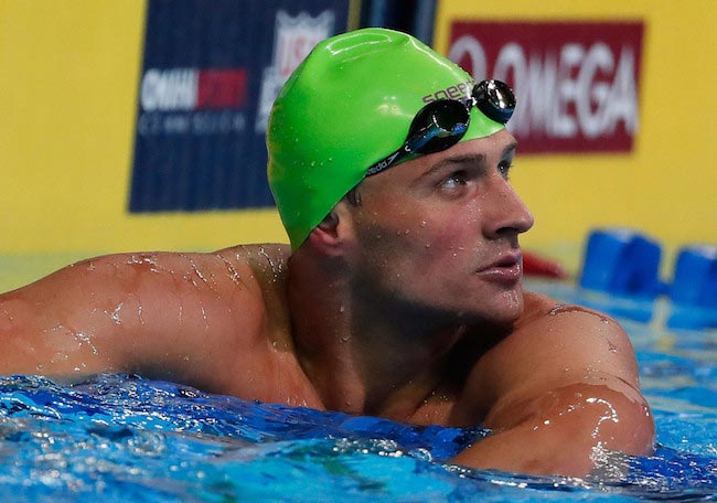 Ryan Lochte efter en svømmesession i semifinalen i mændenes 200 meter individuel medley ved USA's olympiske hold i svømmeforsøg 2016