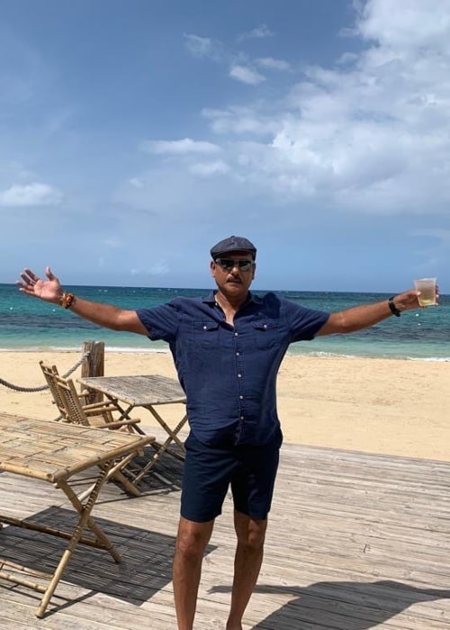 Ravi Shastri, jak je vidět na obrázku pořízeném na Jamajce v září 2019