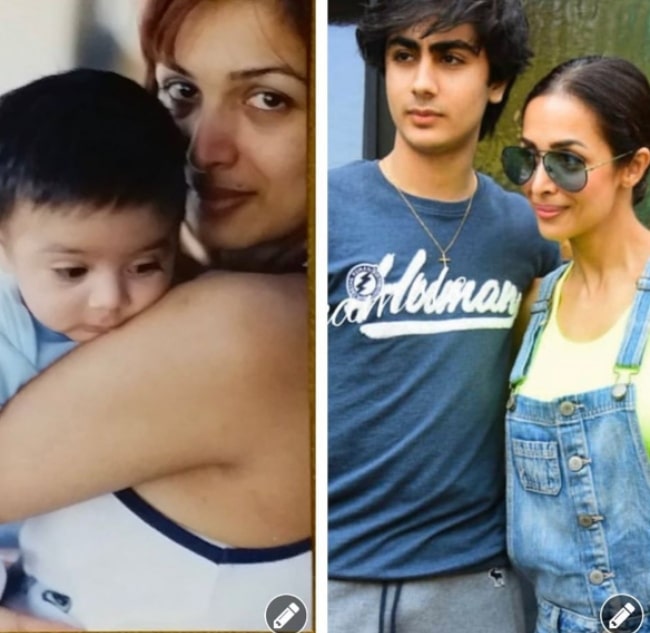 Arhaan Khan nähtynä äitinsä kanssa hänen ollessaan vauva ja myös kun hän täytti 17 vuotta