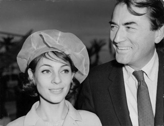 Gregory Peck og hustru Veronique set sammen i 1950'erne