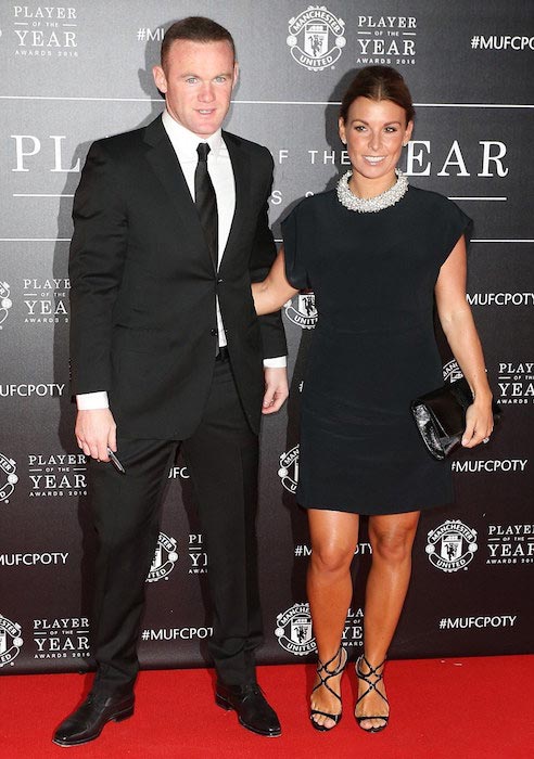 Coleen Rooney og ægtefællen Wayne Rooney Manchester United Player of the Year uddeles i maj 2016