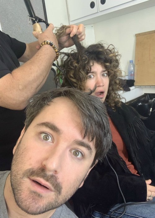 Alex Brightman og Sarah Stiles i en selfie i oktober 2019