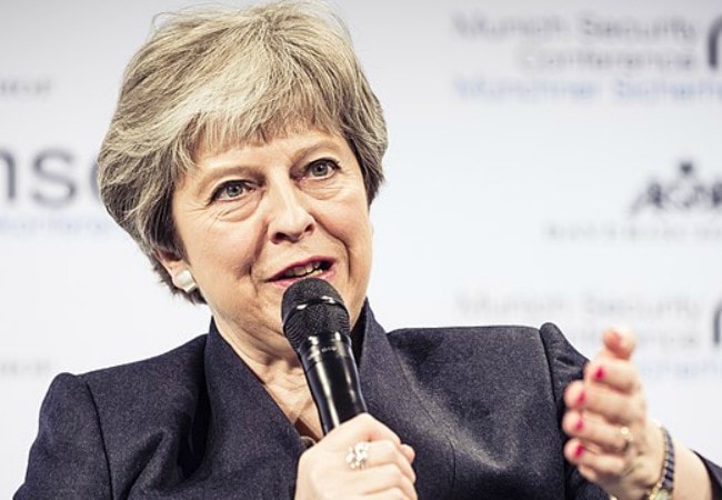 Theresa May under et arrangement i februar 2018