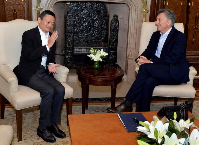 Mauricio Macri og Jack Ma på Casa Rosada i 2017