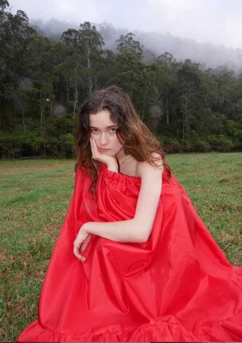 Η Alice Englert μοιράζεται τη φωτογραφία της στολισμένη με κόκκινο χρώμα τον Φεβρουάριο του 2019