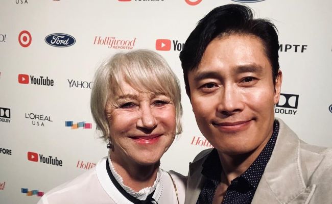 Lee Byung-Hun i en Instagram-selfie med Helen Mirren