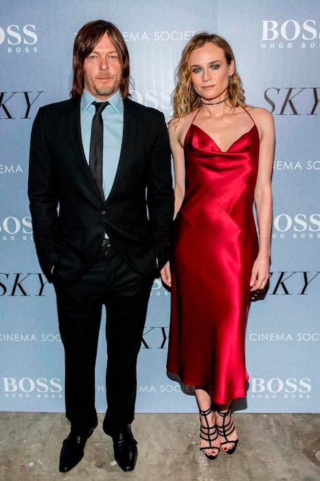 Norman Reedus med Diane Kruger på premieren på Sky i New York City i april 2016