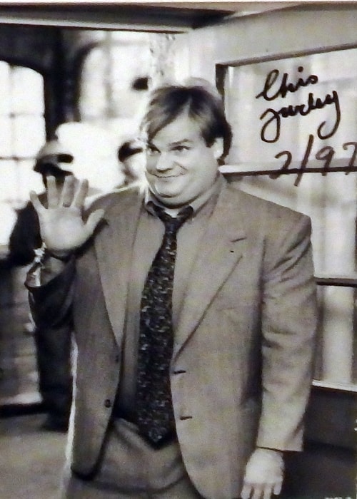 Chris Farley som sett på et bilde tatt i februar 1997