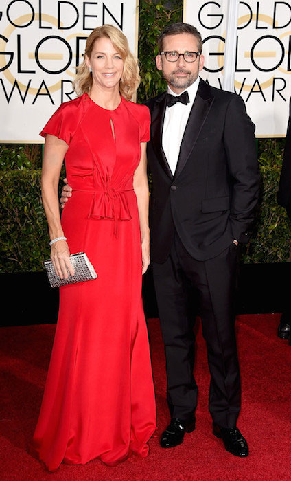 Η Nancy Carell και ο Steve Carell στα βραβεία Golden Globe 2015.