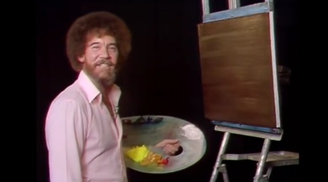 Bob Ross i en stillbilde fra den sjette sesongen av The Joy of Painting i 1985
