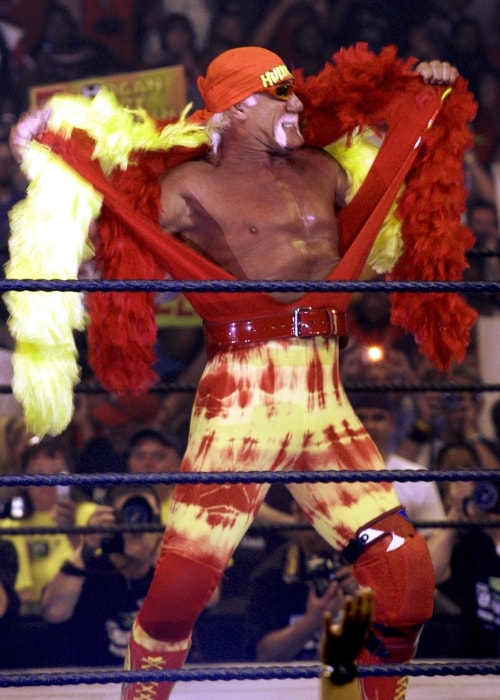 Hulk Hogan poseeraa kehässä elokuussa 2005